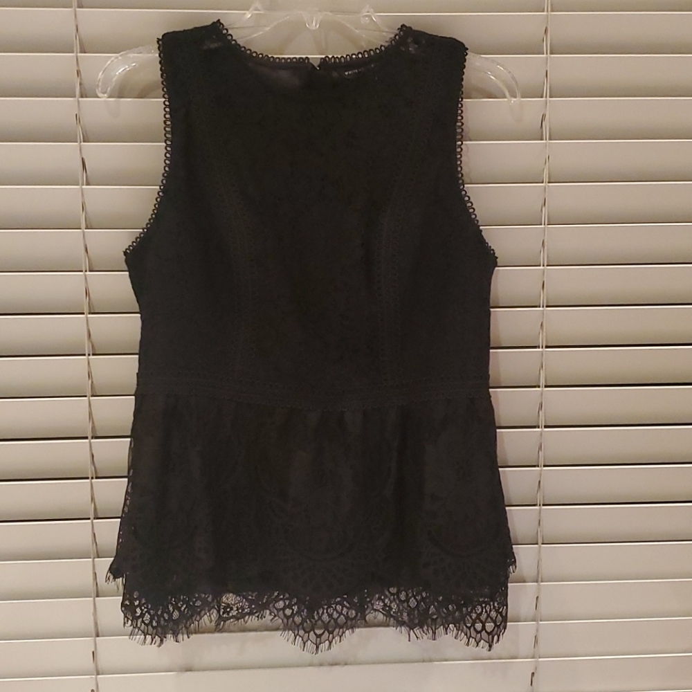 Black Lace Sleeveless Blouse
